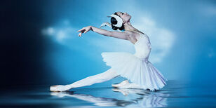 Het Zwanenmeer - Het Nationale Ballet Ballerina in witte tutu in zwanen pose