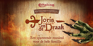 Joris en de Draak Promotiebeeld van Joris en de Draak. Een houten plank met daarop de tekst